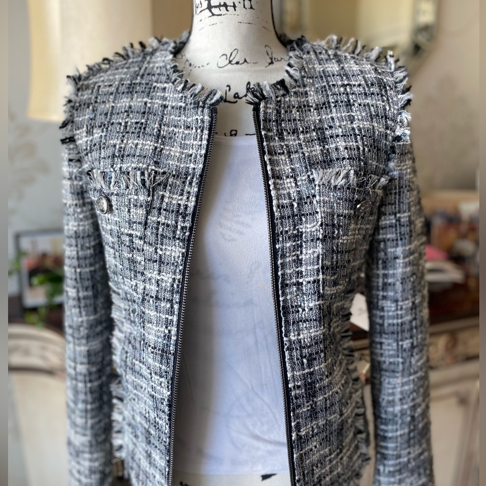 ANNE FONTAINE TWEED PATTERN JACKET EUC